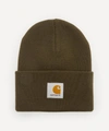 Carhartt Logo-patch Knitted Beanie In Cypress