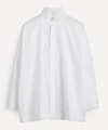 Eskandar Wide Longer-back Double Stand Collar Shirt (mid Plus Length) In White