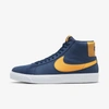 Nike Sb Zoom Blazer Mid Skate Shoes In Navy,navy,white,university Gold