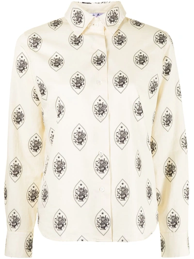 Agnès B. Patterned Button-up Shirt In Yellow