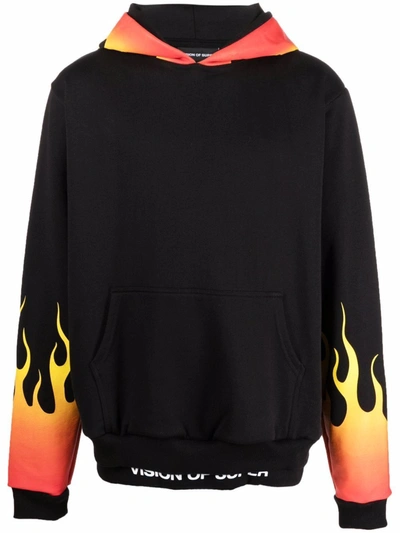 Vision Of Super Flame Print Sweatshirt In Black