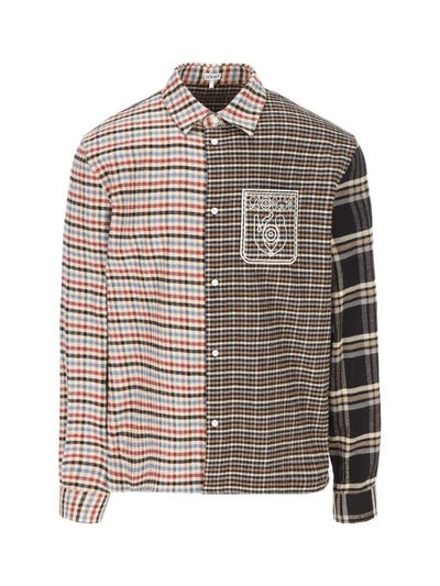 Loewe Logo-embroidered Checked Cotton-flannel Shirt In Multicolor