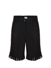 Burberry Wool Shorts With Frayed Edges In Black