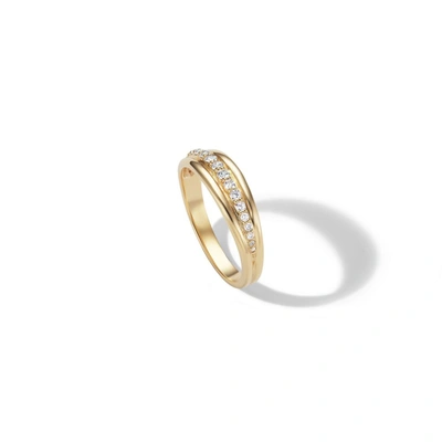 Sophie Ratner Pavé Ripple Ring In Yellow Gold,white Diamonds