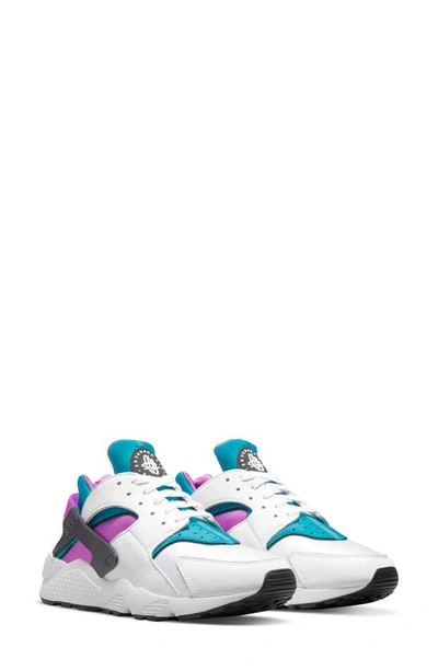 Nike Air Huarache Sneaker In White/ Aqua/ Deep Magenta