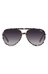 Quay X Saweetie High Profile 51mm Polarized Aviator Sunglasses In Black Tort / Smoke Polarized