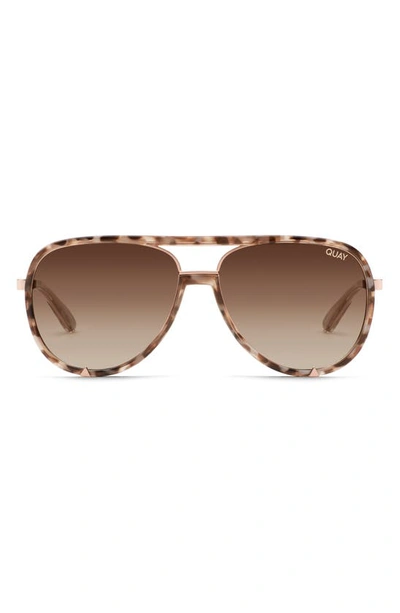 Quay X Saweetie High Profile 51mm Polarized Aviator Sunglasses In Black Tortoise,smoke Polarized