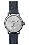 Shinola 'the Runwell' Leather Strap Watch, 41mm In Silver
