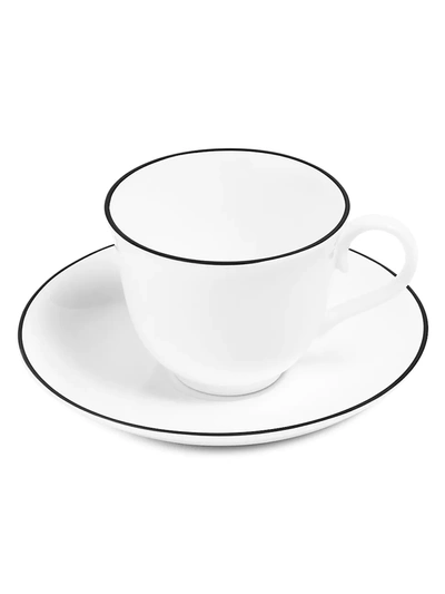 Richard Brendon The Line Matte Black Teacup & Saucer In White Black