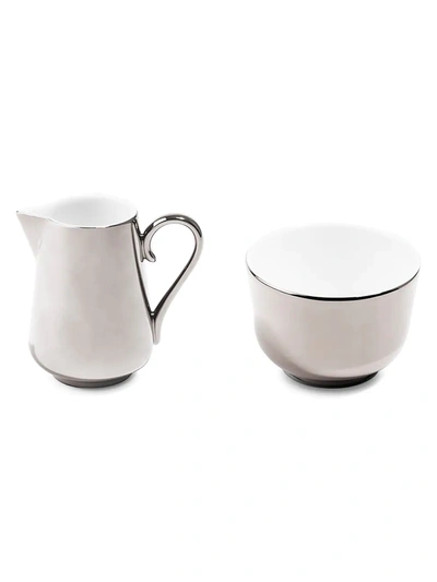 Richard Brendon The Reflect Milk Jug & Sugar Bowl In Platinum