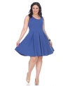 White Mark Plus Womens Party Short Fit & Flare Dress In Blue