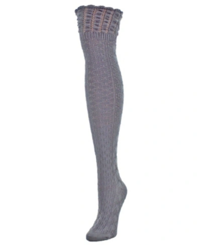 Memoi Women's Honeycomb Bee Over The Knee Socks In Medium Gray