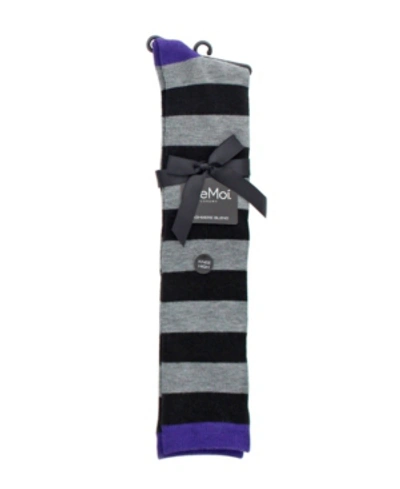 Memoi Women's Shaded Stripes Cashmere Blend Knee High Socks In Blackberry Cordial-black