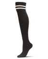 Memoi Women's Top Stripe Cashmere Blend Over The Knee Warm Socks In Black