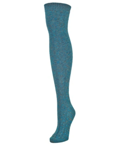 Memoi Women's Braid Trails Over The Knee Socks In Blue Heather