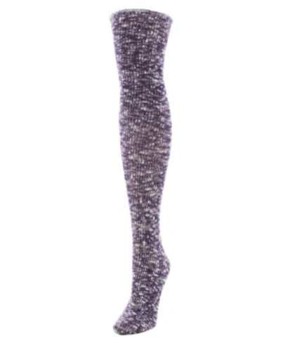 Memoi Women's Slub Cable Knit Over The Knee Socks In Blackberry Cordial