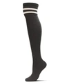 Memoi Women's Top Stripe Cashmere Blend Over The Knee Warm Socks In Dark Gray Heather