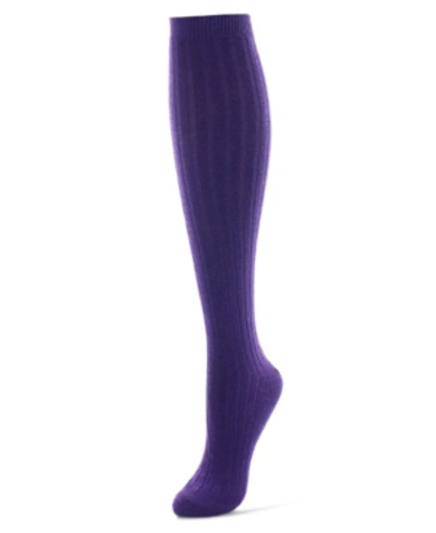 Memoi Women's Rib Cashmere Blend Knee High Socks In Blackberry Cordial