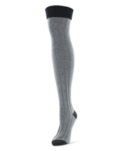 Memoi Women's Mixed Color Over The Knee Socks In Medium Gray