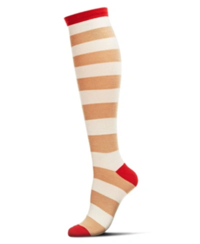 Memoi Women's Shaded Stripes Cashmere Blend Knee High Socks In Cuban Sand