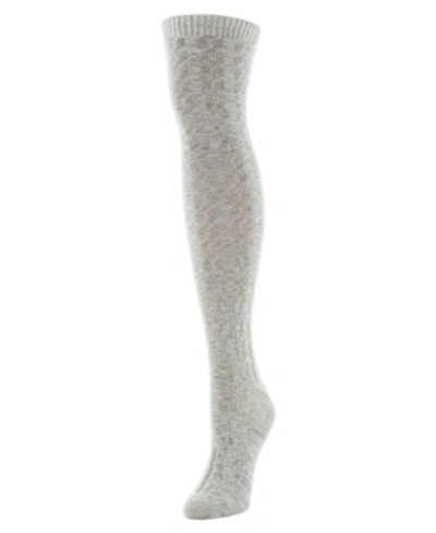 Memoi Women's Braid Trails Over The Knee Socks In Light Gray Heather