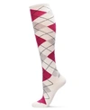 Memoi Argyle Knee High Socks In Winter White-fuchsia