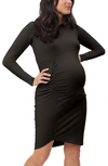 Stowaway Collection Uptown Long Sleeve Maternity Dress In Black