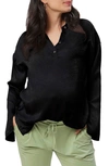 Stowaway Collection Suzie Long Sleeve Maternity Top In Black