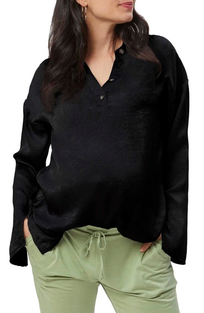 Stowaway Collection Suzie Long Sleeve Maternity Top In Black