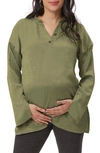 Stowaway Collection Suzie Long Sleeve Maternity Top In Olive