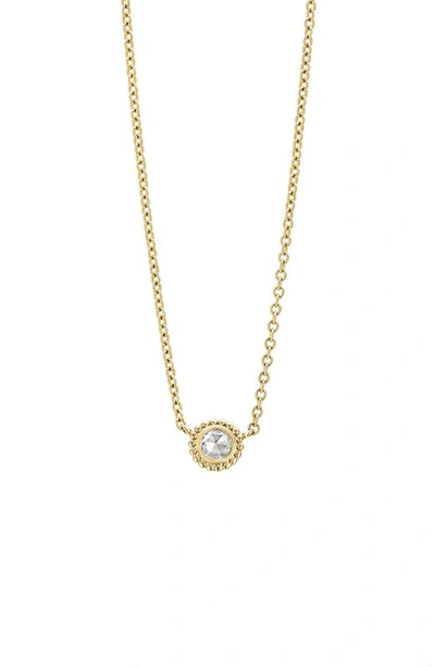 Lagos 18k Yellow Gold Covet Diamond Caviar Bead Solitaire Pendant Necklace, 16-18 In 40 White