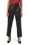 Vince Camuto Womens Faux Leather Pleated Straight Leg Pants In Rich Black
