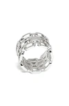 Zarux Modern Link Ring In White Gold