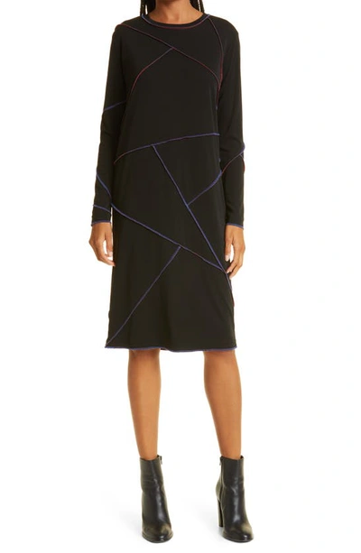 Nicole Miller Matte Jersey Dress W/ Exposed Seams In Black
