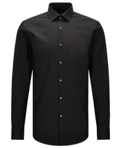 Hugo Boss Boss Men's Black Regular-fit Long-sleeved Cotton-poplin Shirt