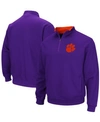 COLOSSEUM MEN'S PURPLE CLEMSON TIGERS TORTUGAS LOGO QUARTER-ZIP PULLOVER JACKET