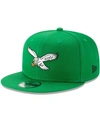 New Era Men's Kelly Green Philadelphia Eagles Throwback 9fifty Adjustable Snapback Hat In Kelly Green