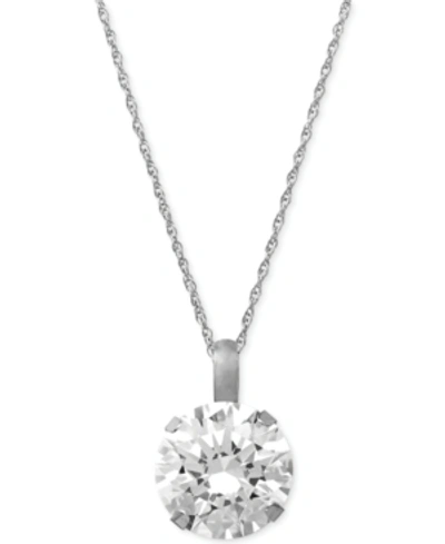 Macy's Cubic Zirconia Round Pendant Necklace In 14k Gold Or 14k White Gold