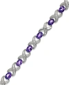 Macy's Amethyst (6-1/2 Ct. T.w.) And Diamond Accent Xo Bracelet In Sterling Silver (also In Multi, London B In Amethyst