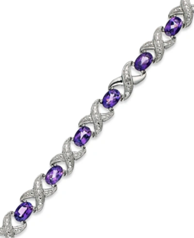 Macy's Amethyst (6-1/2 Ct. T.w.) And Diamond Accent Xo Bracelet In Sterling Silver (also In Multi, London B