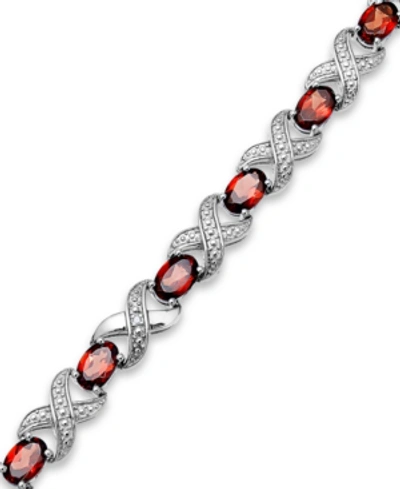 Macy's Amethyst (6-1/2 Ct. T.w.) And Diamond Accent Xo Bracelet In Sterling Silver (also In Multi, London B In Garnet