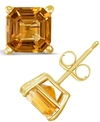 Macy's Garnet (2-1/2 Ct. T.w.) Stud Earrings In 14k Yellow Gold (also In Peridot & Citrine) In Citrine