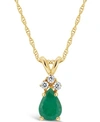 Macy's Sapphire (7/8 Ct. T.w.) And Diamond Accent Pendant Necklace In 14k Yellow Gold (also In Ruby & Emera In Emerald