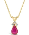Macy's Sapphire (7/8 Ct. T.w.) And Diamond Accent Pendant Necklace In 14k Yellow Gold (also In Ruby & Emera In Ruby