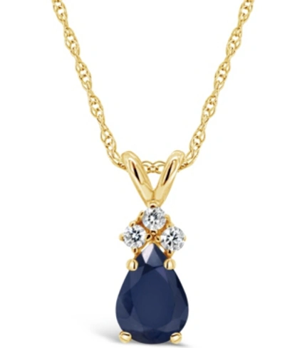 MACY'S SAPPHIRE (7/8 CT. T.W.) AND DIAMOND ACCENT PENDANT NECKLACE IN 14K YELLOW GOLD (ALSO IN RUBY & EMERA