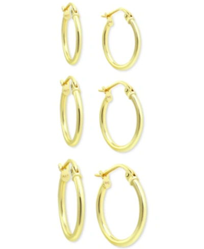 Giani Bernini 3-pc. Set Polished Round Hoop Earrings, Created For Macy's In Gold Over Silver