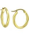 Giani Bernini Oval Twist Small Hoop Earrings, 15mm, Created For Macy's In Gold Over Silver