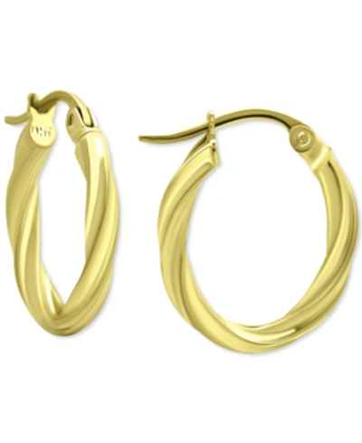Giani Bernini Oval Twist Small Hoop Earrings, 15mm, Created For Macy's In Gold Over Silver