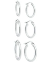 Giani Bernini 3-pc. Set Polished Round Hoop Earrings, Created For Macy's In Silver