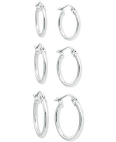 Giani Bernini 3-pc. Set Polished Round Hoop Earrings, Created For Macy's In Silver